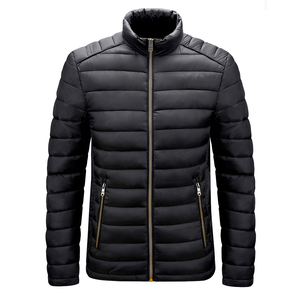 100% Nylon Puffer <b>Jacket</b> with Stand Collar Patchwork Design <b>Waterproof</b> & Thick Lining - Product Image 2