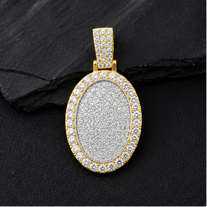 925 Silver <b>Gold</b> Plated Custom Fine Necklace Charms Lab Grown Diamond Bling Pillow Oval Geometric Shape Trendy Children's <b>Pendant</b> - Product Image 6