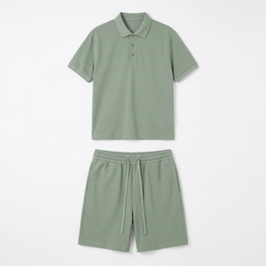 Ensemble T-shirt et short pour homme, impression personnalisée, coton surdimensionné, streetwear, tenue d'été en deux pièces, vente en gros - Product Image 2