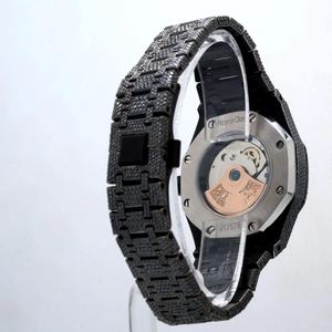 Nouveau modèle entièrement noir de luxe, cadran en cristal, mécanique de haute qualité, diamants Moissanite, style hip-hop urbain et tendance - Product Image 3