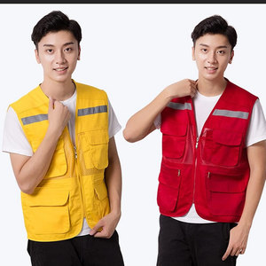 เสื้อกั๊กนิรภัยสะท้อนแสงพร้อมแถบสะท้อนแสงและแถบเวลโครสำหรับงานก่อสร้าง การจราจร ชุดทำงานอุตสาหกรรม และขายส่ง - Product Image 3