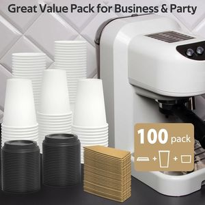 Confezione da 100 Bicchieri di Carta Isolati da 16 oz per Caffè Caldo, Spessi e Resistenti, Usa e Getta con Coperchi Antigoccia e Manicotti - Product Image 5