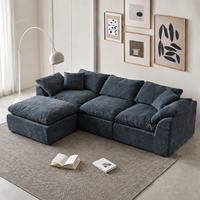 Canapé-lit modulaire vert moderne avec ottoman, canapé sectionnel en forme de L de 109 pouces, siège profond, tissu chenille, meubles de salon
