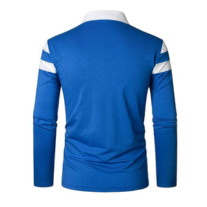 Polo de Manga Larga para Hombre, Corte Ajustado Informal, Transpirable, con Cierre de Cremallera en Contraste, Color Sólido, Tops de Algodón, Personalización OEM ODM, Marca Privada - Product Image 4