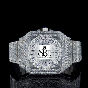 Montre à quartz en acier inoxydable avec diamants blancs givrés, étanche 3 ATM, idéale pour les soirées mondiales – Meilleures ventes - Product Image 1