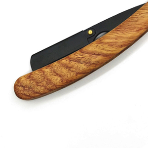 Navaja de Afeitar Recta con Mango de Madera y Logotipo OEM, Navaja Plegable de Acero Inoxidable para Afeitar la Barba, Depiladora Facial con 10 Piezas - Product Image 6