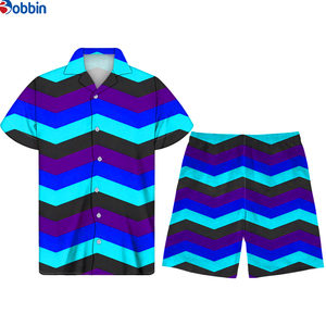 Costumes pour hommes confortables et respirants, collection été, chemise boutonnée personnalisée pour hommes, manches courtes, pantalon de plage, été + taille - Product Image 6