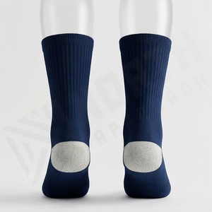 Crew <b>Socks</b> Solid Navy Blue Knitted Breathable Regular Style Adult Casual Daily Wear - Product Image 2