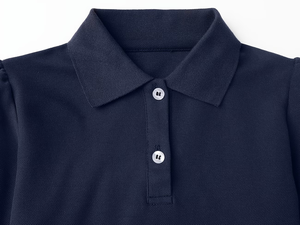 <b>Back</b>-to-School Season Girls' Long Sleeve Polo Shirt Uniform Solid Color 100% Cotton Formal Casual Versatile Daily - Product Image 4