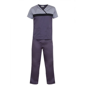 Azicon's Classic Tricolor Overlap Regular Unisex Scrub Suit Customize Hospital Nurse Uniform V-Neck <b>Doctor</b> Nursing Workwear <b>Sets</b> - Product Image 5