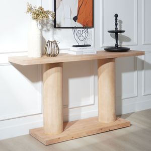 Console en bois moderne et minimaliste de 59 pouces, élégante et décorative, pour entrée ou salon, design colonne sur piédestal - Product Image 2
