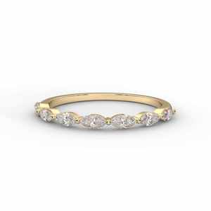 Anillo Clásico de Media Eternidad de Oro Sólido de 14K/18K para Mujer con Diamantes Ovalados/Marquesa Cultivados en Laboratorio, Joyería Fina con Certificación de Terceros - Product Image 4
