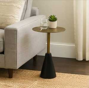 Built To Impress Modern <b>Round</b> Coffee <b>Table</b> With Wood Top And Black Metal Base Minimalist Living Room Furniture - Product Image 6
