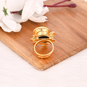 Black Onyx Gemstone <b>Ring</b> Handmade <b>Adjustable</b> Fashion Brass Jewelry for Women - Product Image 5