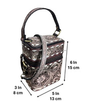 Tendance Western usiné à la main en cuir de vache cosmétique vanité étui avec poignée et sangle femmes voyage beauté cosmétique maquillage organisateur
