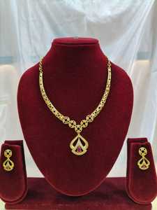 Indian 18K Gold Plated Brass Women's Trendy Lock Design Micro Insert Necklace <b>Set</b> Engagement Wedding Party Anniversary Jewelry - Product Image 4