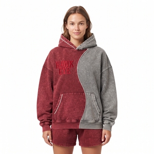 Sudadera con capucha de alta calidad, con bloques de color, pedrería, hombros caídos, lavado ácido, de tejido grueso, estilo casual, para invierno, para mujer. - Product Image 5
