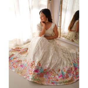 ชุดสตรีออกแบบ Choli Lehenga กับด้ายและลำดับการทำงาน - Product Image 4