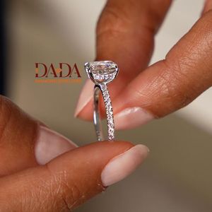 Bague de fiançailles Radiant Cushion Cut Hidden Halo pour femme, bague solitaire en diamant, bague de mariage élégante, bague de promesse d'anniversaire - Product Image 3