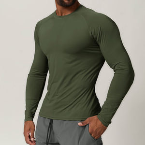 Camiseta de Manga Larga para Hombre, Cuello Redondo, Corte Regular, Color Sólido, Informal, de Algodón Tejido Transpirable - Product Image 2