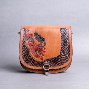 LW Women's Genuine Leather Bohemian Sling Bag Multi-Function Fashion Clutch <b>Handbag</b> with Embroidery & Chains Decoration Winter - Product Image 3