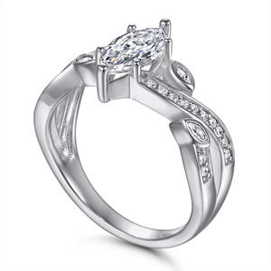 Romantic Marquise Cut Diamond Engagement <b>Ring</b> 925 Silver Rhodium Plated Pave Setting Women's <b>Fine</b> Jewelry - Product Image 4