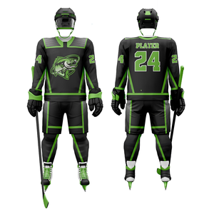 Ensemble de maillots de hockey sur glace personnalisés, uniforme d'équipe imprimé par sublimation, polyester respirant, polyester anti-humidité, uniforme d'équipe pour hommes - Product Image 5