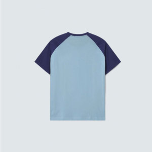 T-shirt à manches raglan pour homme, col rond, coupe classique, couleur unie, bordure contrastée, décontracté, 100% coton, tissu tricoté, écologique, 220g - Product Image 6