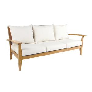 Teak Modern Lightweight Adjustable Outdoor Sofa 3 Seater Wood Patio Apartment Cushions Waterproof UV Resistant <b>Garden</b> Seating - Product Image 1