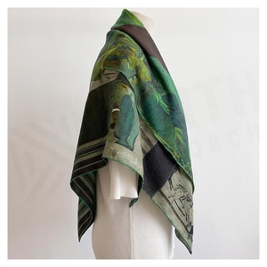 Women's Square Silk Scarf Tropical Print Elegant Multi-Functional Fashion Accessory All Seasons - Product Image 3