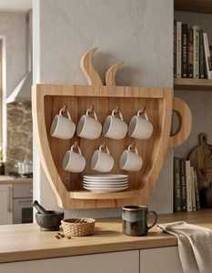Wooden Mug Tree Cup <b>Rack</b> Holder Countertop Coffee Cup <b>Storage</b> Organizer Stand Bamboo Coffee Mug Holder Wooden Cup <b>Rack</b> Display - Product Image 3