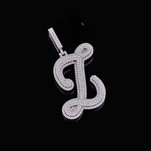 Anchor <b>Pendant</b> With Round Moissanite Stones In Channel Setting 925 <b>Silver</b> Luxury Jewelry Custom <b>Initial</b> Letter Name <b>Pendant</b> - Product Image 3