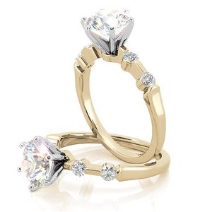 แหวนหมั้นเพชรทรงแท่งกลมเจียระไนแบบบริลเลียนท์ 14k/18k ดีไซน์หรูหราทันสมัย สำหรับผู้หญิงและเด็กผู้หญิง สวมใส่ในงานแต่งงาน - Product Image 4