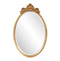 Miroir mural ovale en laiton orné, cadre décoratif doré moderne, miroir écologique pour chambre à coucher, salle de bain et décoration de maison de luxe