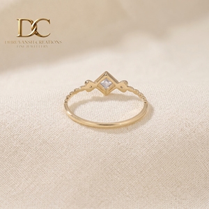 Anillo de Diamantes de Alta Calidad para Mujer, Anillo de Compromiso de Oro Amarillo Sólido de 14 Quilates con Diamante Cultivado en Laboratorio y Aguamarina, Certificado por IGI - Product Image 3