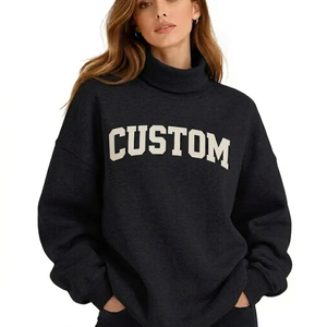 Sudadera Holgada con Cuello Alto para Mujer, Oversize, Mezcla de Algodón, Manga Larga, Estilo Casual Urbano, Top Pullover - Product Image 1