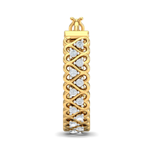Pendientes de Aro de Oro Amarillo de Lujo con Diamantes Redondos de Corte Brillante Engastados en Garra para Mujer, Uso Diario - Product Image 2
