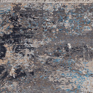 Tapis d'appoint en laine et soie de bambou noué à la main, sur mesure, moderne, abstrait, à poils ras, pour espaces élégants - Product Image 3