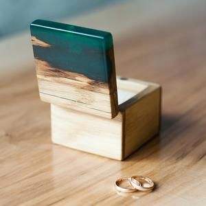 Caja de Madera y Resina Epoxi Ecológica Hecha a Mano, Pulida, Hexagonal, para Joyas y Anillos, con Incrustaciones Azul Océano, Estuche de Regalo Empresarial - Product Image 4