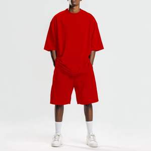 Ensemble de t-shirts oversize et shorts assortis pour homme, style streetwear été, séchage rapide, avec cordon de serrage, 2 pièces - Product Image 5