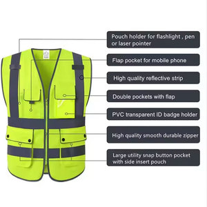 Gilet de sécurité grande taille en gros, nouveau style, col en V, faible MOQ, pour usage extérieur et travail - Product Image 2
