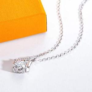 Collier pendentif ruban solitaire en diamant de laboratoire or luxueux, bijou raffiné, cadeau pour elle, accessoire charmant et étincelant - Product Image 2