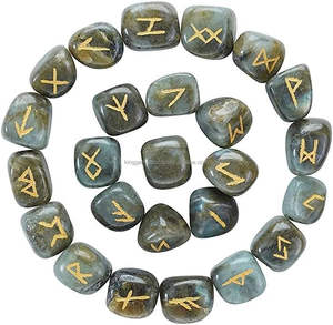 Offre Spéciale 25 pièces meilleure qualité Labradorite Rune ensembles cristaux de guérison sculptés gravés pierres dégringolées AGATE pierres précieuses Souvenir - Product Image 1