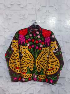 Hand Embroidered <b>Velvet</b> Suzani <b>Jacket</b> <b>Women</b> Floral Crew Neck Full Sleeve Autumn Winter Outerwear 100% Polyester Woven Boho - Product Image 1