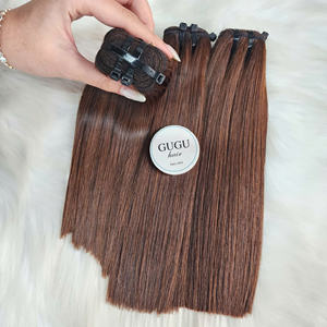 Cabello Virgen Gugu Liso Natural con Ondas, de 6 a 40 Pulgadas, Marrón Oscuro, Color Personalizado, Doble Trama a Máquina, Cabello Crudo Vietnamita - Product Image 3