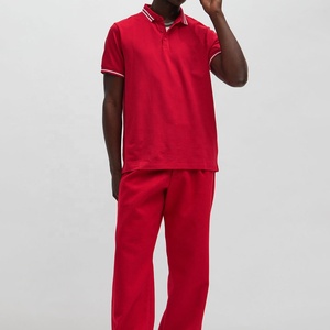 Camiseta Polo Oxford de Algodón Rojo para Hombre, al por Mayor, de Poliéster/Algodón, Manga Corta, Color Sólido, Informal, Transpirable, Tejido Regular - Product Image 4
