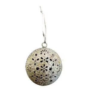 Custom Two-Sided Metal Christmas Hanging Ornament Xmas Holiday <b>Decorations</b> Pendant Silver Glitter Metal Craft Hanging Ornament - Product Image 2