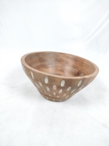 Bol décoratif ovale minimaliste en bois fait main de luxe, plateau de service en bois massif naturel, style ferme - Product Image 1