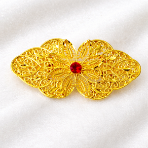 Peigne à cheveux MOLL JEWELLERS vintage plaqué or, fait main, écologique, étanche, élégant, en alliage, avec coquillages, pompons, fleurs et paillettes - Product Image 3