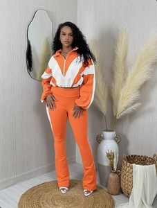 Ensemble de survêtement sportif 2 pièces pour femme : veste courte et pantalon taille haute à jambes larges, tenue décontractée style streetwear - Product Image 1